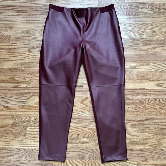 Betabrand Jett Dress Yoga Skinny Pants Faux Leather Cranberry Size XXL - Picture 4 of 13